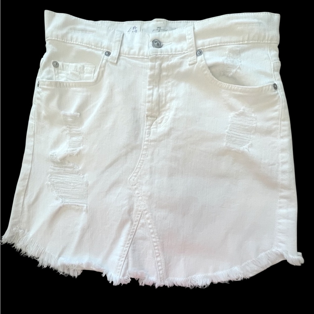 7 For All Mankind White Denim Skirt